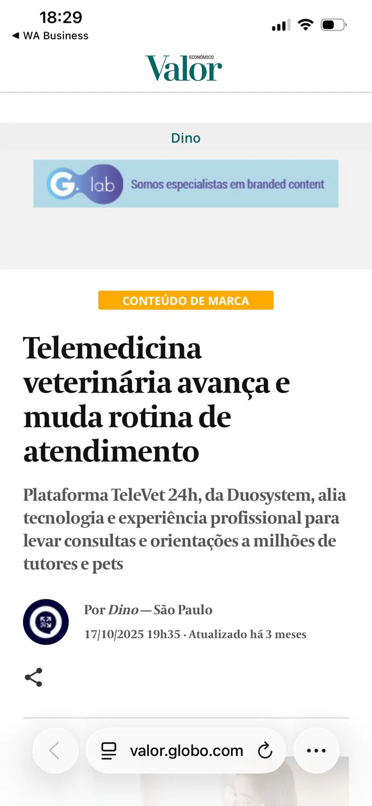 Tela de atendimento por telemedicina