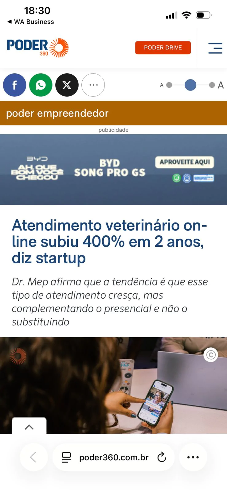 Tela de atendimento por telemedicina
