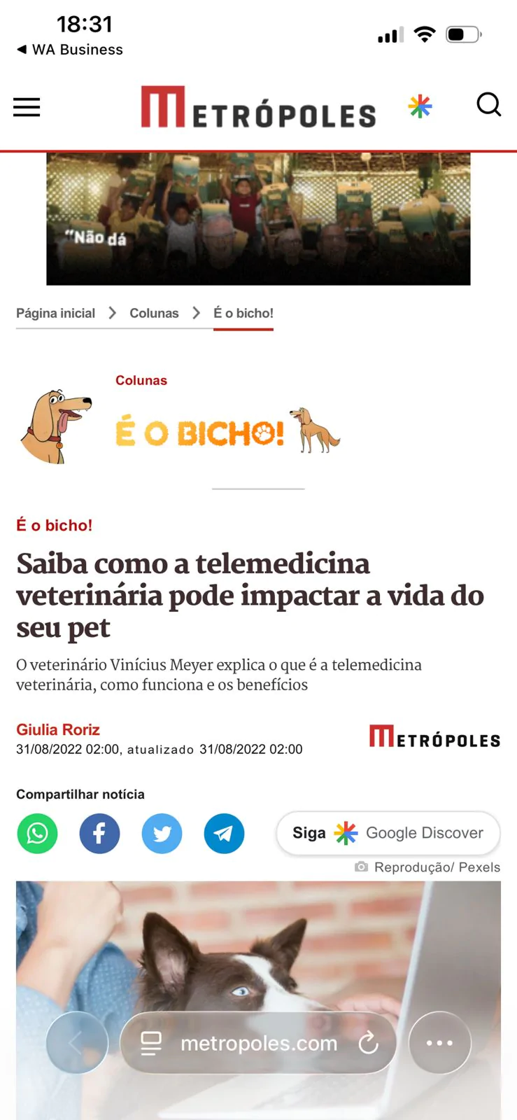 Tela de atendimento por telemedicina